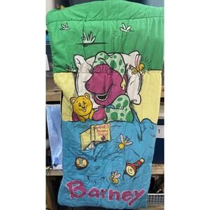 Vintage 1990’s Barney's Dinosaur Bedtime Stories Sleeping Bag Blanket 29”x55”